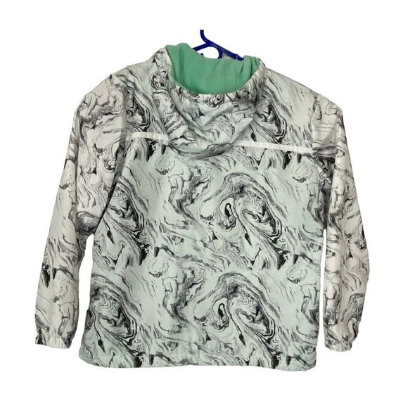 COLD CULTURE Hooded Windbreaker Jacket Swirled Removeable Front White Black L - Picture 2 of 16